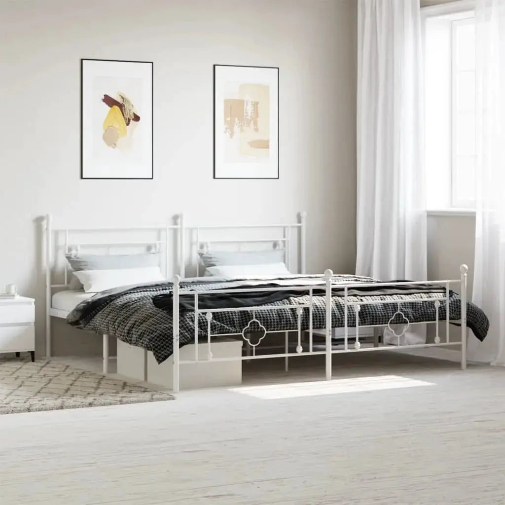vidaXL Metal Bed Frame without Mattress with Headboard Black 75x190cm - from vidaXL