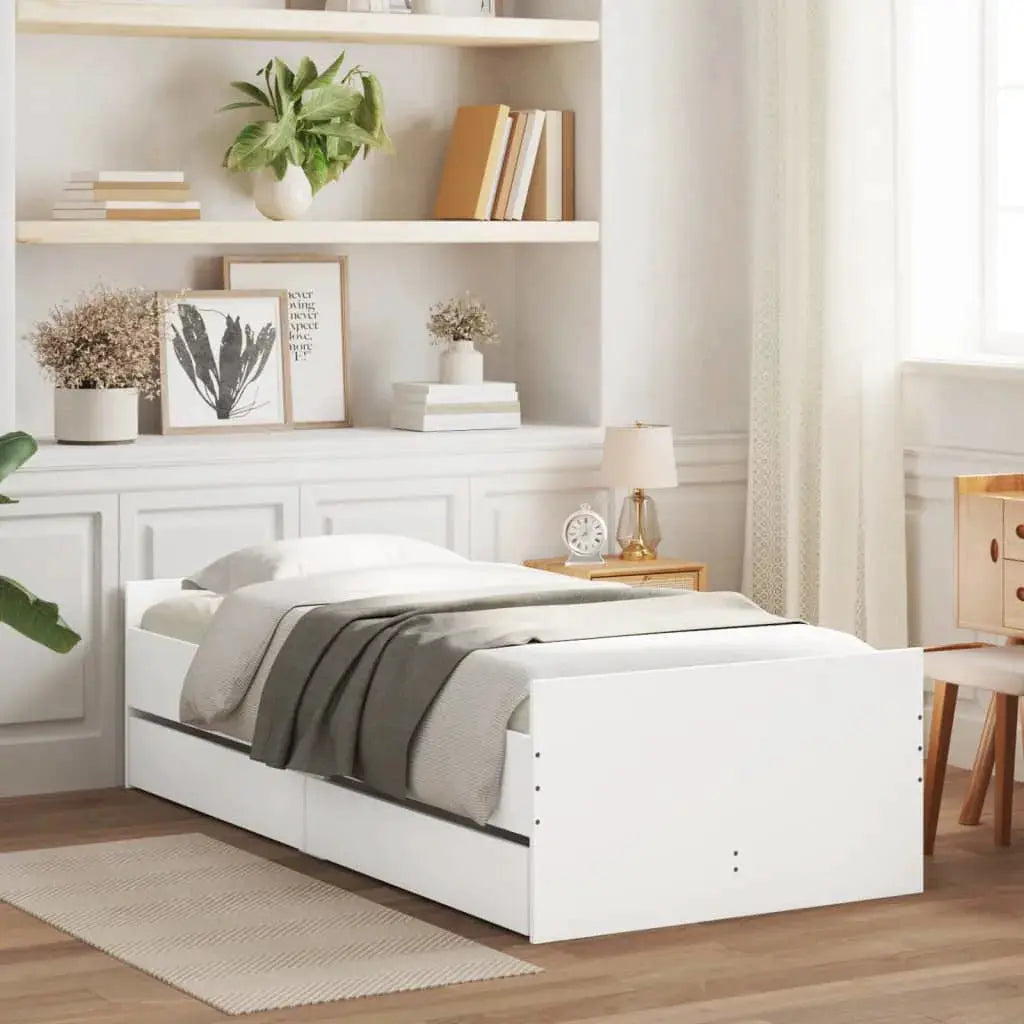 vidaXL Bed Frame | White | Engineered wood | Single | Bed Frame | Rectangular - from vidaXL