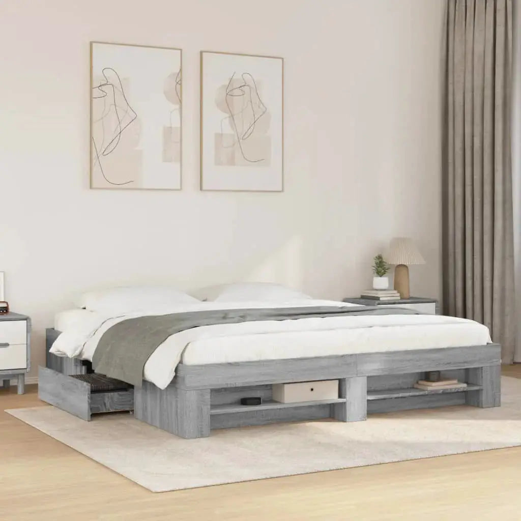 vidaXL Bed Frame without Mattress White 200x200 cm Engineered Wood - from vidaXL