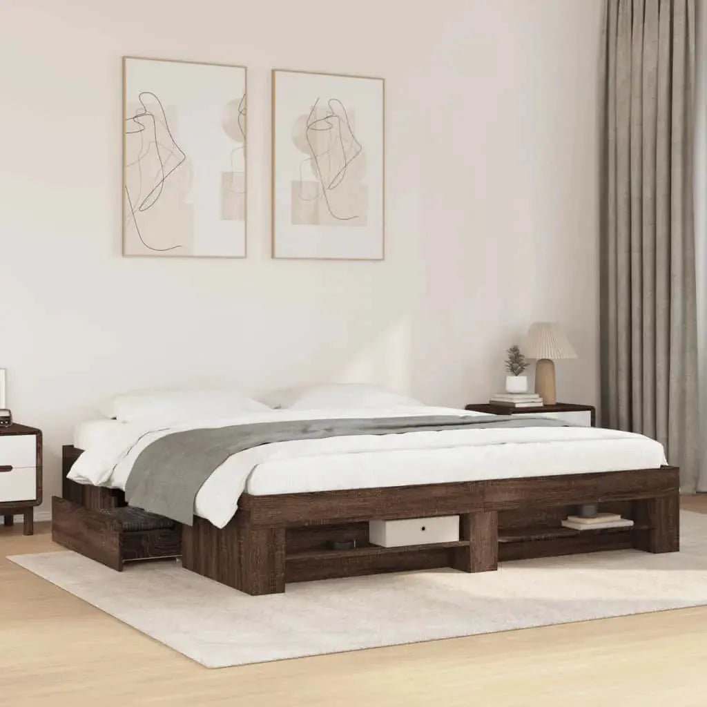 vidaXL Bed Frame without Mattress White 200x200 cm Engineered Wood - from vidaXL