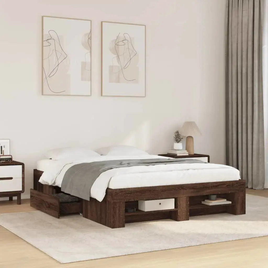 vidaXL Bed Frame without Mattress White 200x200 cm Engineered Wood - from vidaXL