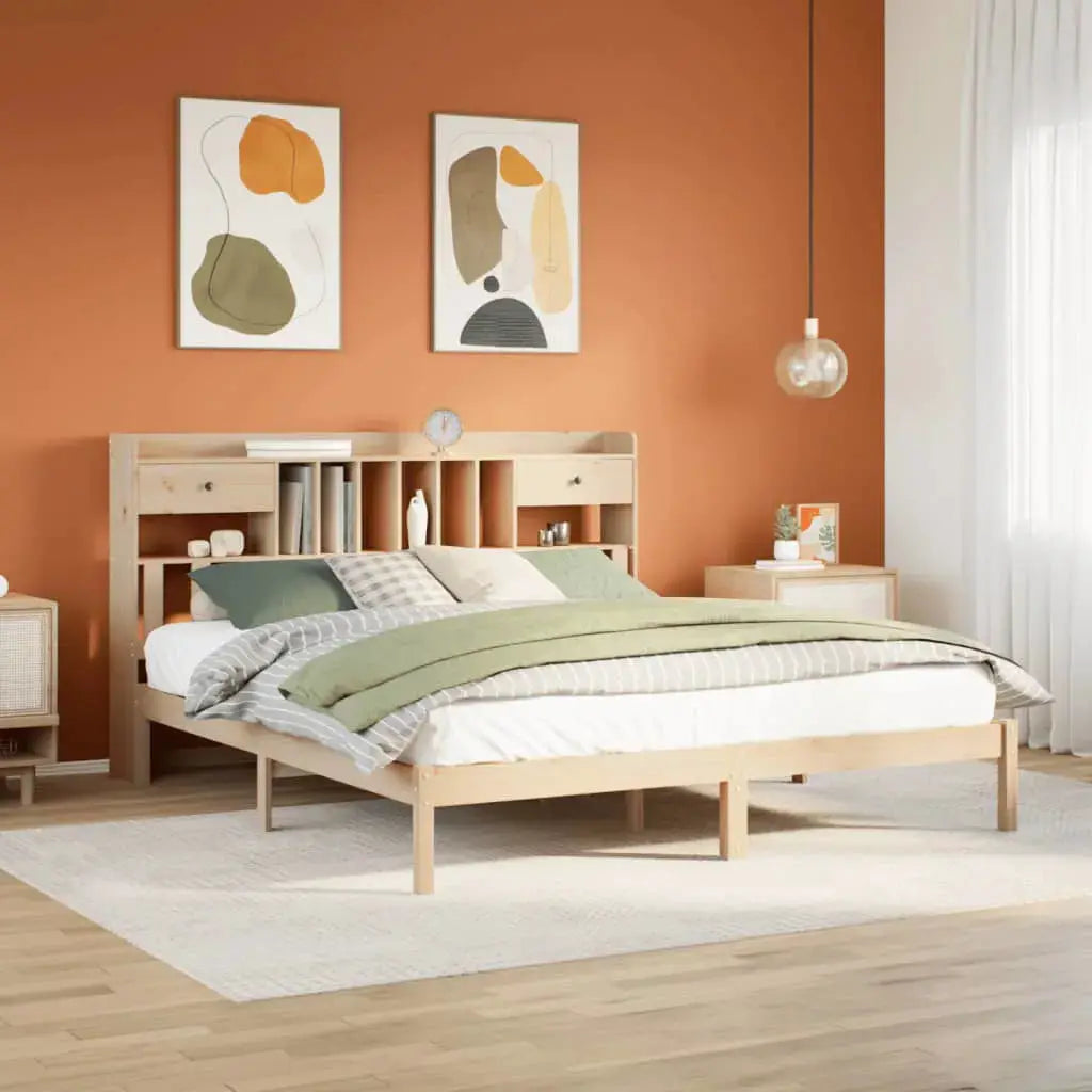 vidaXL Bookcase Bed without Mattress 75x190 cm Small Single Solid Wood Pine - from vidaXL