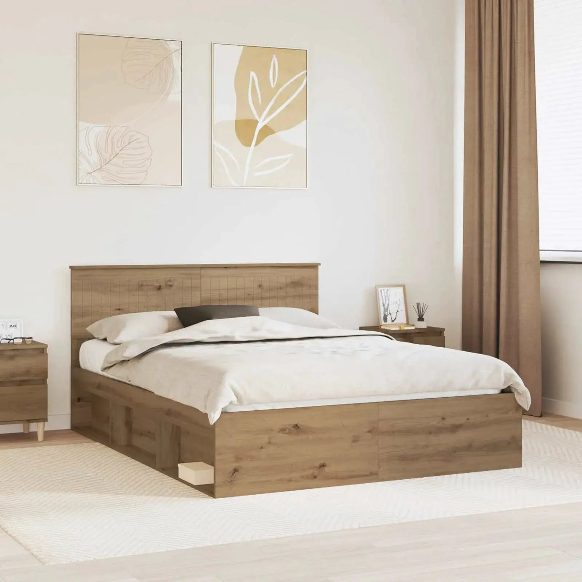 vidaXL Bed Frame with Headboard White 200 x 200 cm Solid Pine Wood - from vidaXL