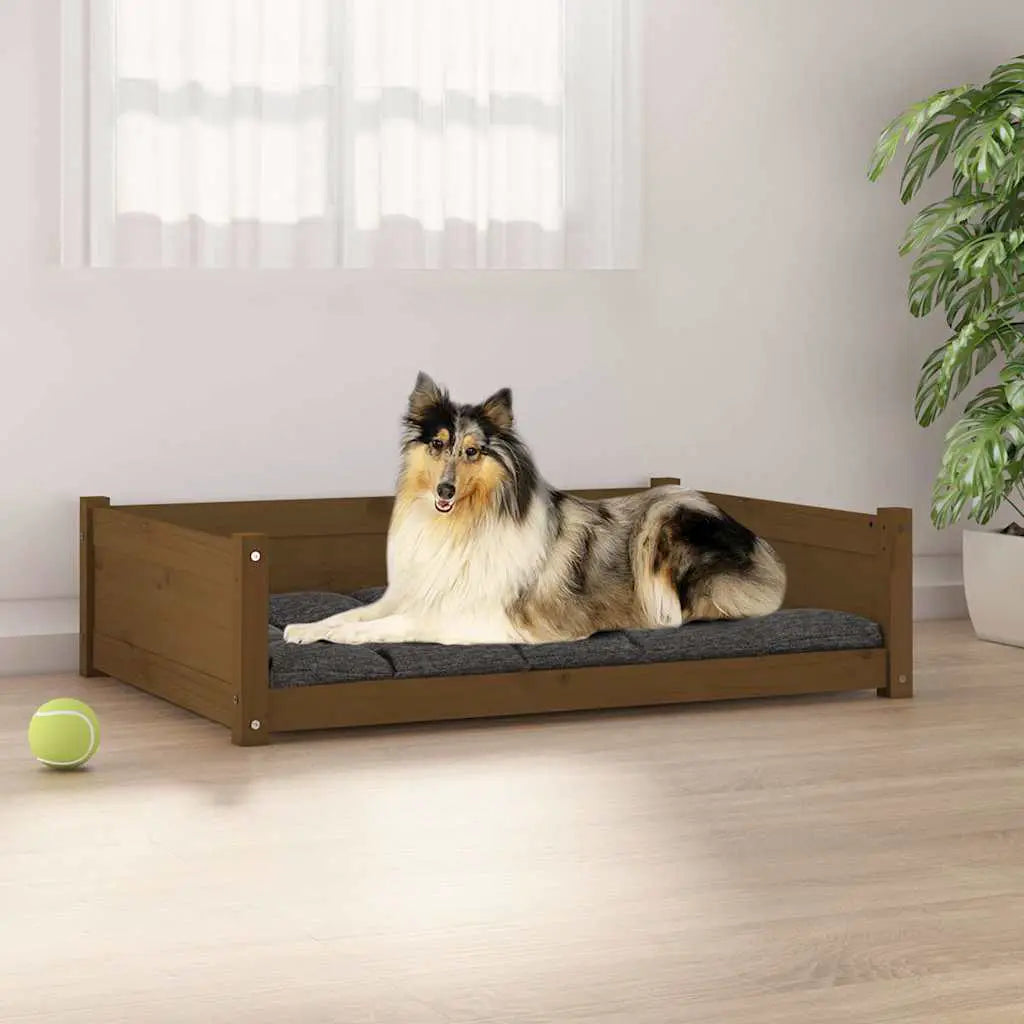 vidaXL Dog Bed Wax Brown 105.5x75.5x28 cm Solid Wood Pine - from vidaXL