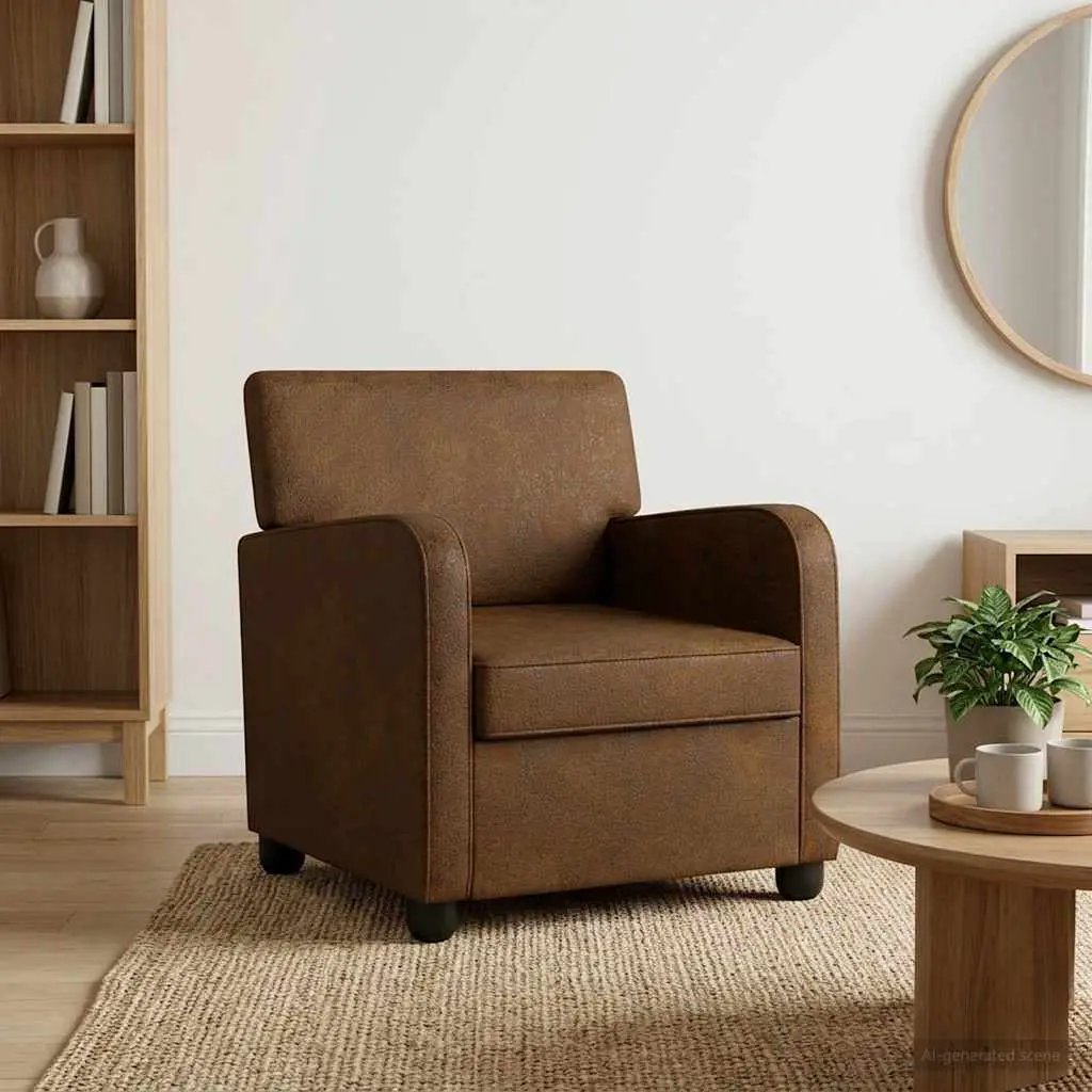 vidaXL Armchair Brown Faux Suede Leather - from vidaXL