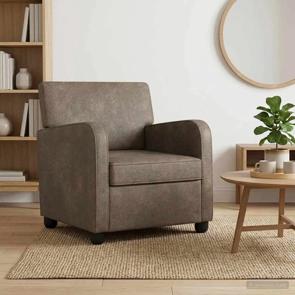 vidaXL Armchair Brown Faux Suede Leather - from vidaXL
