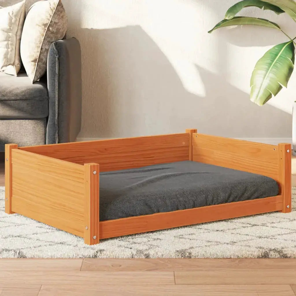 vidaXL Dog Bed Wax Brown 105.5x75.5x28 cm Solid Wood Pine - from vidaXL