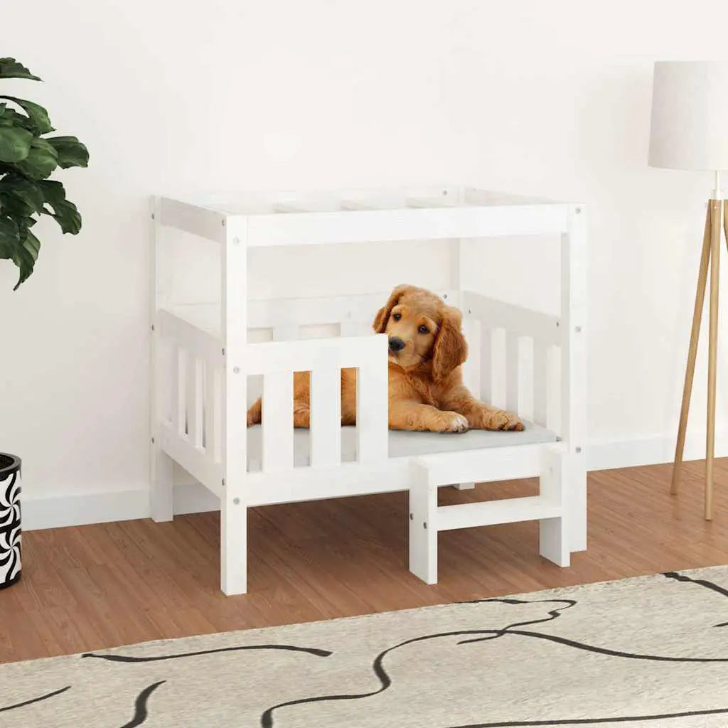 vidaXL Dog Bed White 55.5x53.5x60 cm Solid Wood Pine - from vidaXL