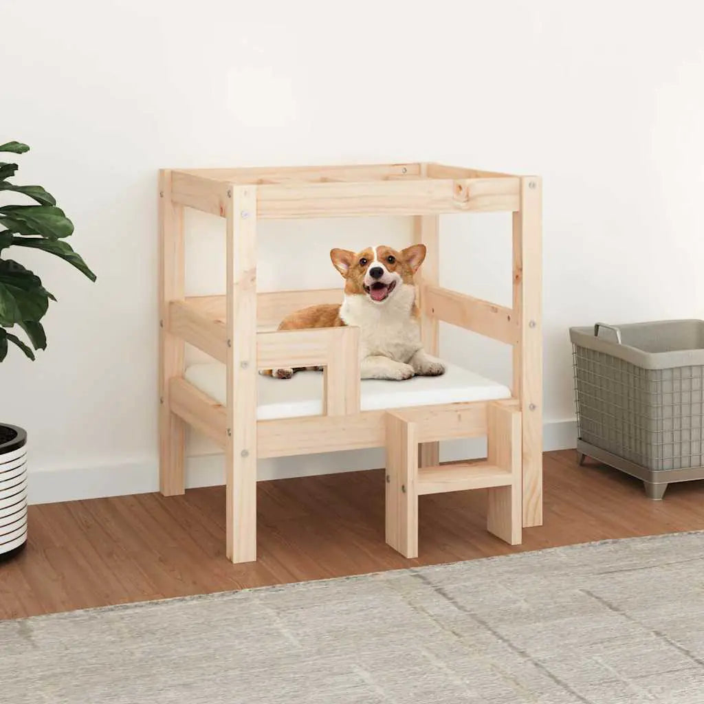 vidaXL Dog Bed White 55.5x53.5x60 cm Solid Wood Pine - from vidaXL