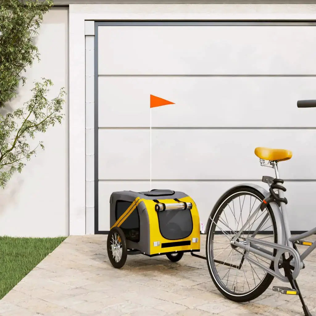 vidaXL Pet Bike Trailer Orange and Grey Oxford Fabric and Iron - from vidaXL