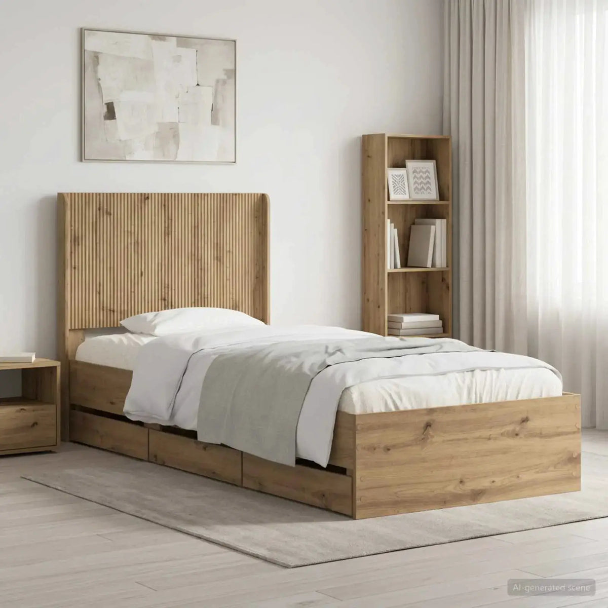 vidaXL Bed Frame with Storage and Headboard White 200 x 200 cm - from vidaXL
