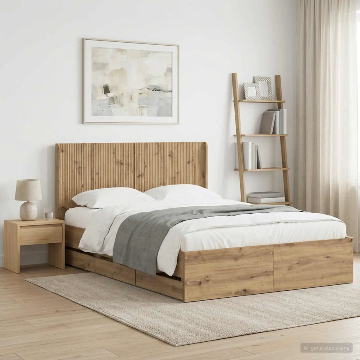 vidaXL Bed Frame with Storage and Headboard White 200 x 200 cm - from vidaXL