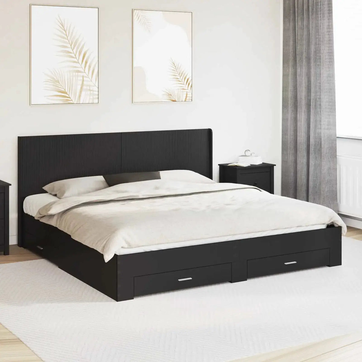 vidaXL Bed Frame with Storage and Headboard Concrete Grey - from vidaXL