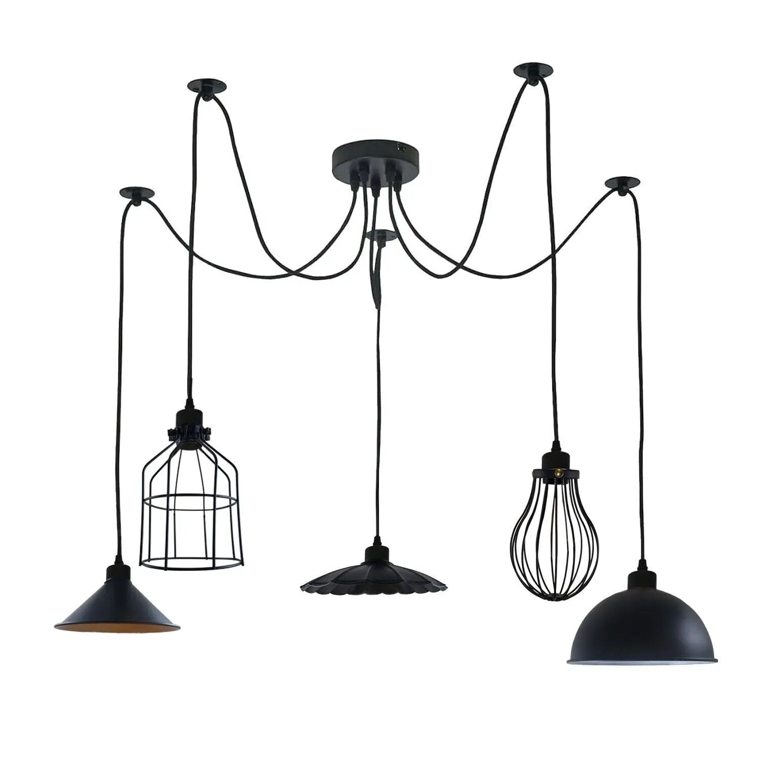 Ledsone 5Way Vintage Industrial Ceiling Lamp Shade Chandelier Retro Spider Pendant Light - Pendant Lights