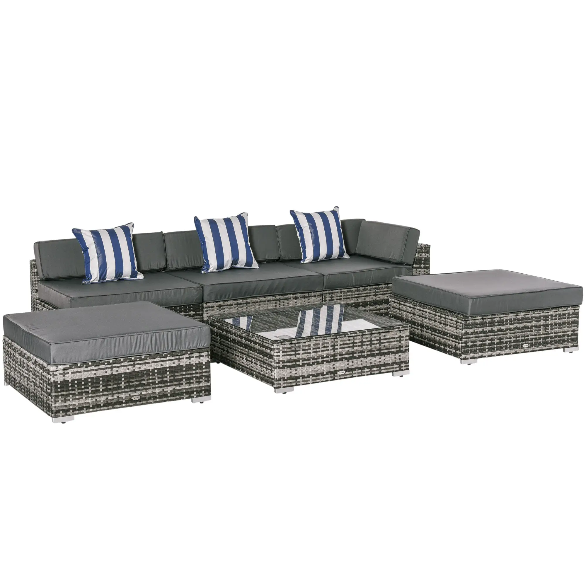 Outsunny 6 PC Rattan Sofa Coffee Table Set Sectional Wicker Weave Furniture - Garden Sofa Sets