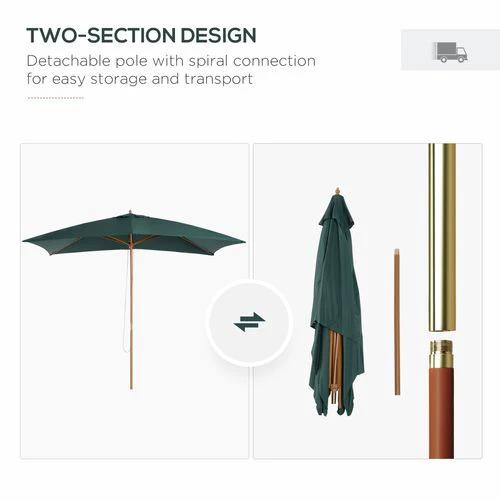 Outsunny Wooden Patio Parasol Umbrella 3x2m Durable Canopy for Outdoor Gatherings by Outsunny
