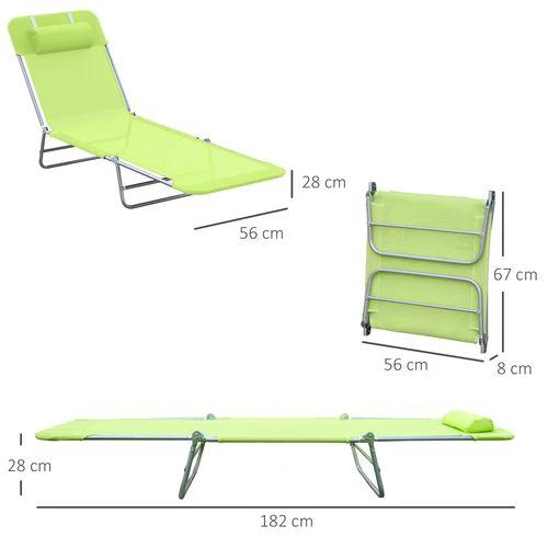 Outsunny Adjustable Garden Lounger Recliner Chair with Folding Design for Outdoor Relaxation and Sunbathing - Sun Lounger