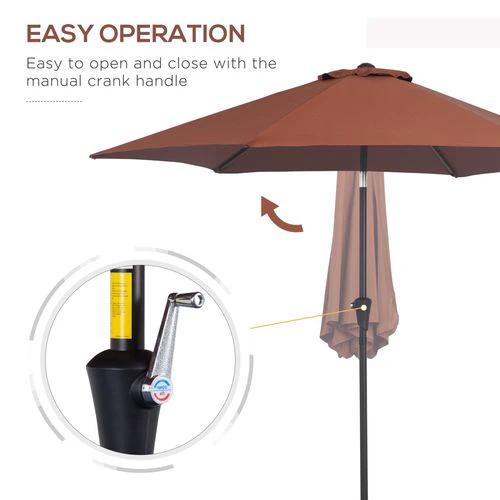 Outsunny Outsunny 2.7M Patio Tilt Umbrella with Aluminium Frame and Crank for Outdoor Sun Protection - Parasol