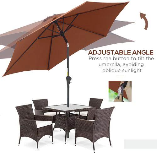 Outsunny Outsunny 2.7M Patio Tilt Umbrella with Aluminium Frame and Crank for Outdoor Sun Protection - Parasol