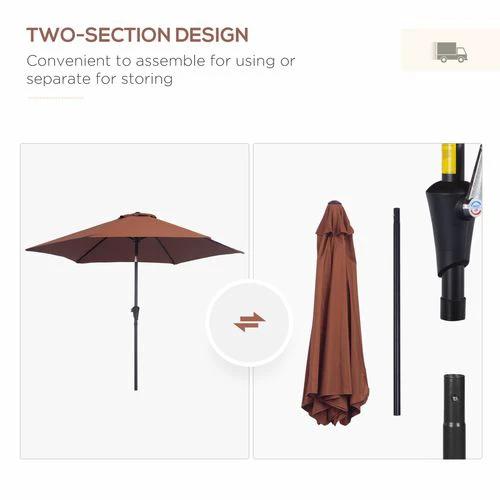 Outsunny Outsunny 2.7M Patio Tilt Umbrella with Aluminium Frame and Crank for Outdoor Sun Protection - Parasol