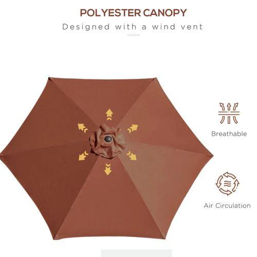 Outsunny Outsunny 2.7M Patio Tilt Umbrella with Aluminium Frame and Crank for Outdoor Sun Protection - Parasol