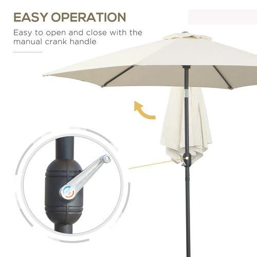 Outsunny Outsunny 2.7M Patio Tilt Umbrella with Aluminium Frame and Crank for Outdoor Sun Protection - Parasol