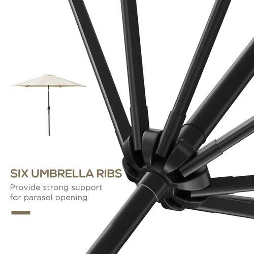 Outsunny Outsunny 2.7M Patio Tilt Umbrella with Aluminium Frame and Crank for Outdoor Sun Protection - Parasol