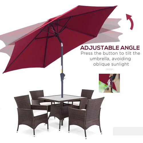 Outsunny 2.7M Patio Tilt Umbrella with Aluminium Frame and Crank for Outdoor Sun Protection by Outsunny