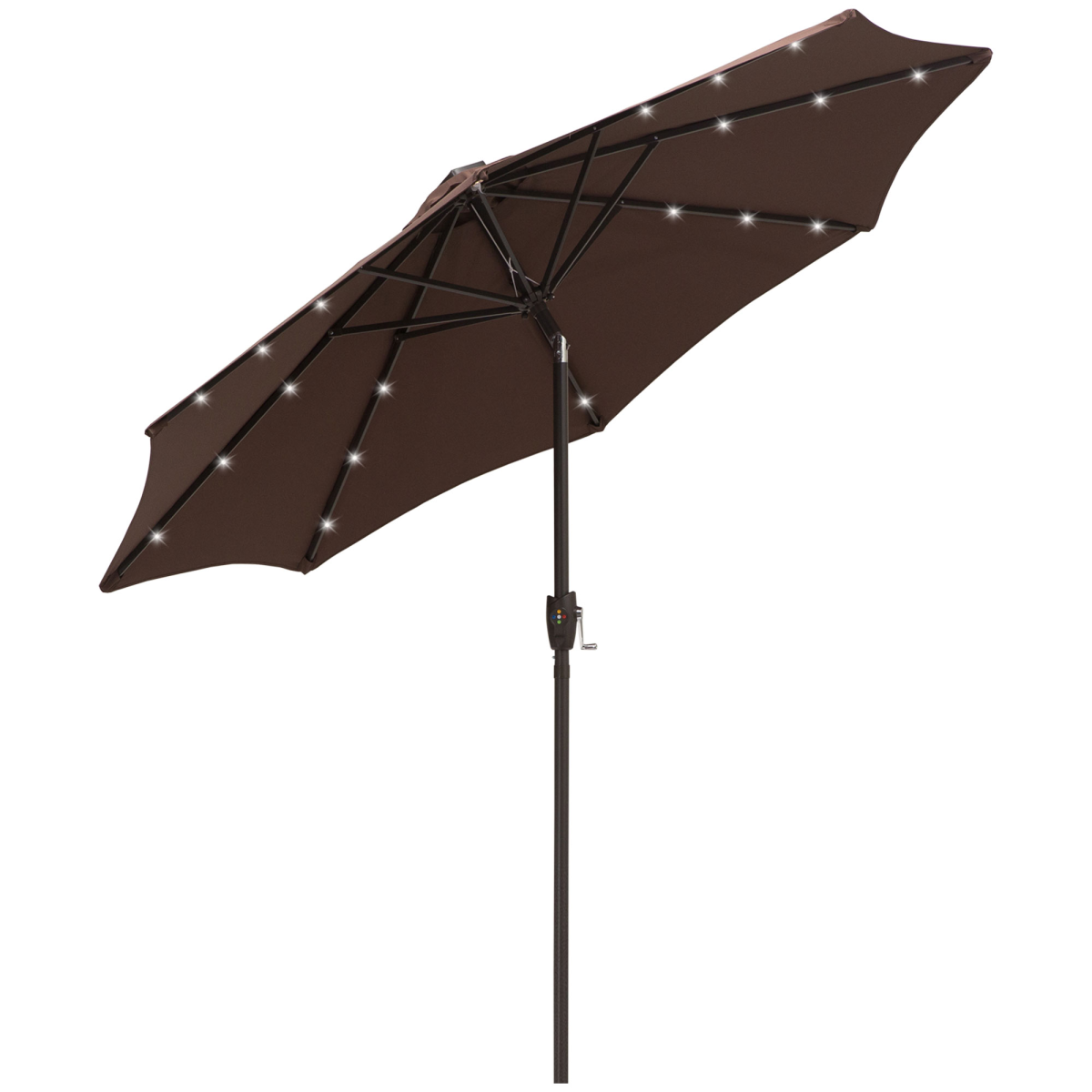 Outsunny Garden 24 LED Light Parasol Outdoor Tilt Sun Umbrella Patio Club Party Sunshade - Parasol
