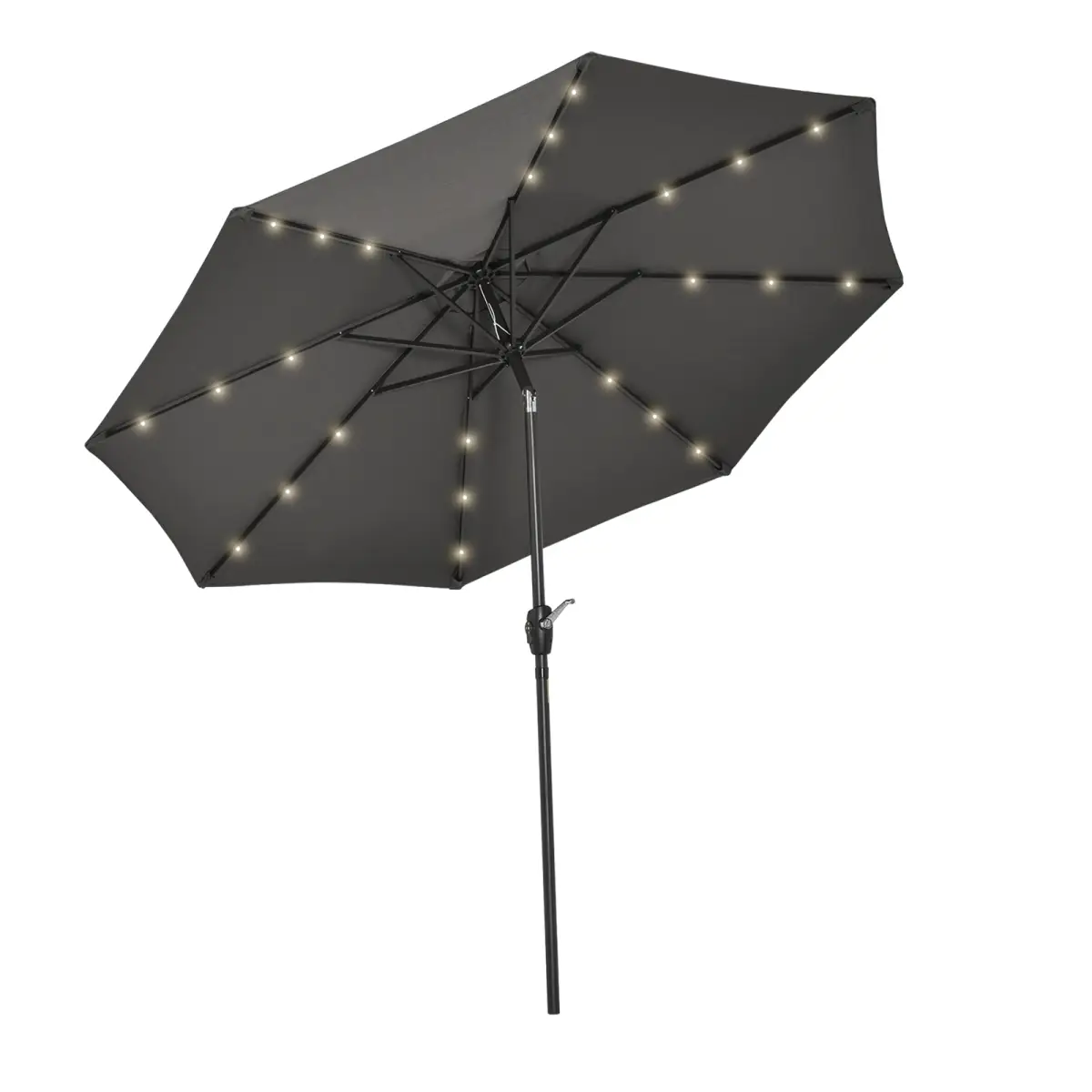 Outsunny Garden 24 LED Light Parasol Outdoor Tilt Sun Umbrella Patio Club Party Sunshade - Parasol