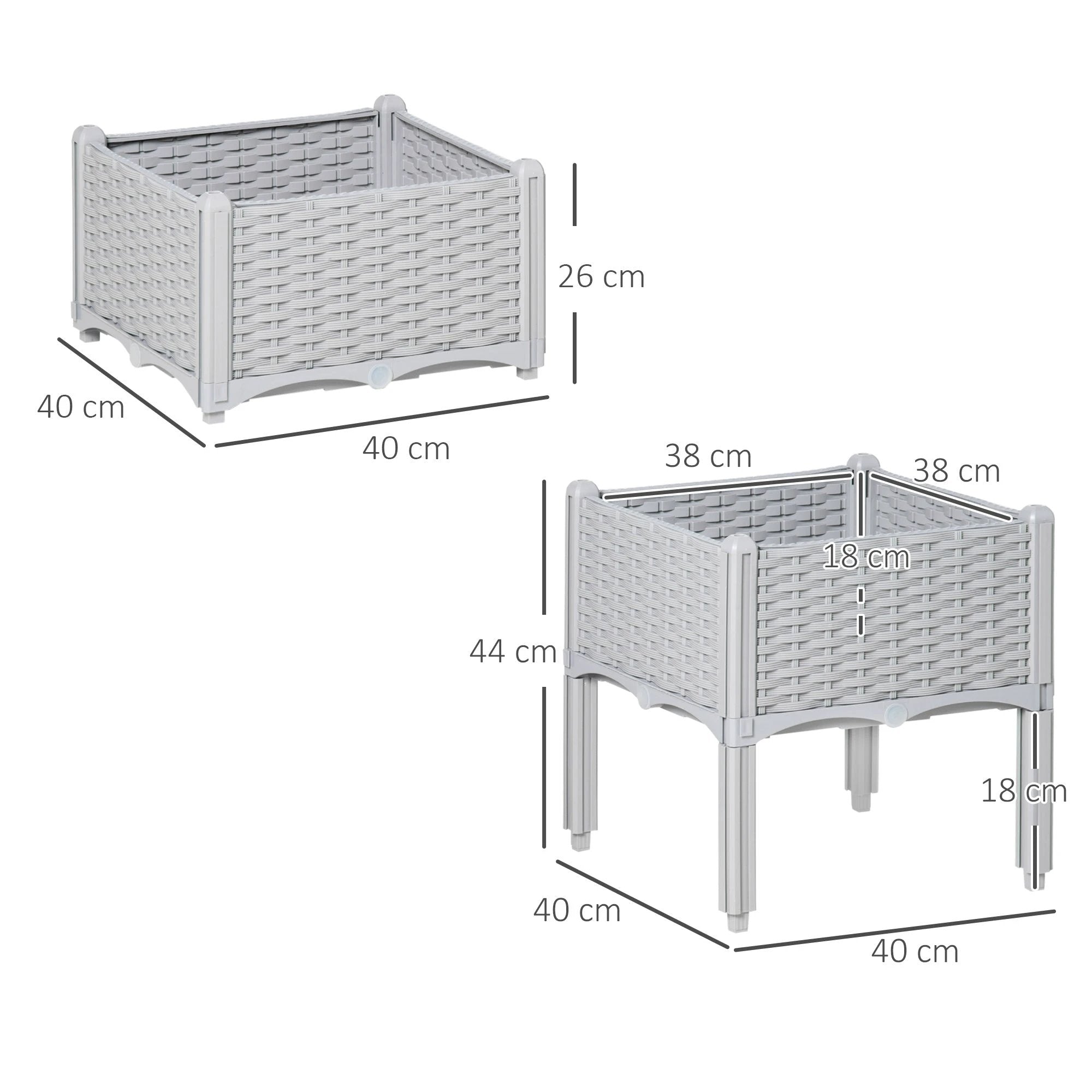 PP Set Of 2 Raised Outdoor Garden Planter Box by Outsunny