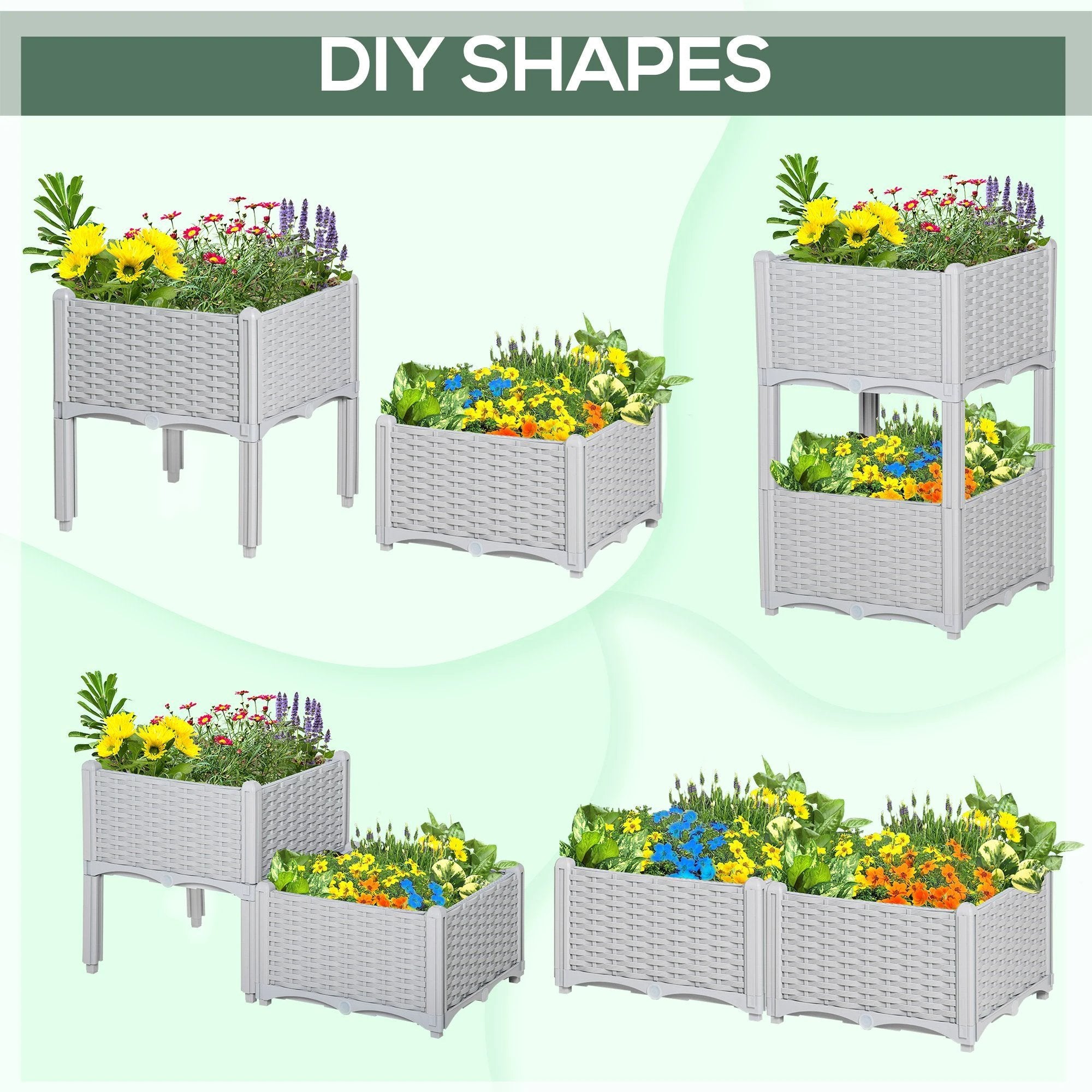 PP Set Of 2 Raised Outdoor Garden Planter Box by Outsunny