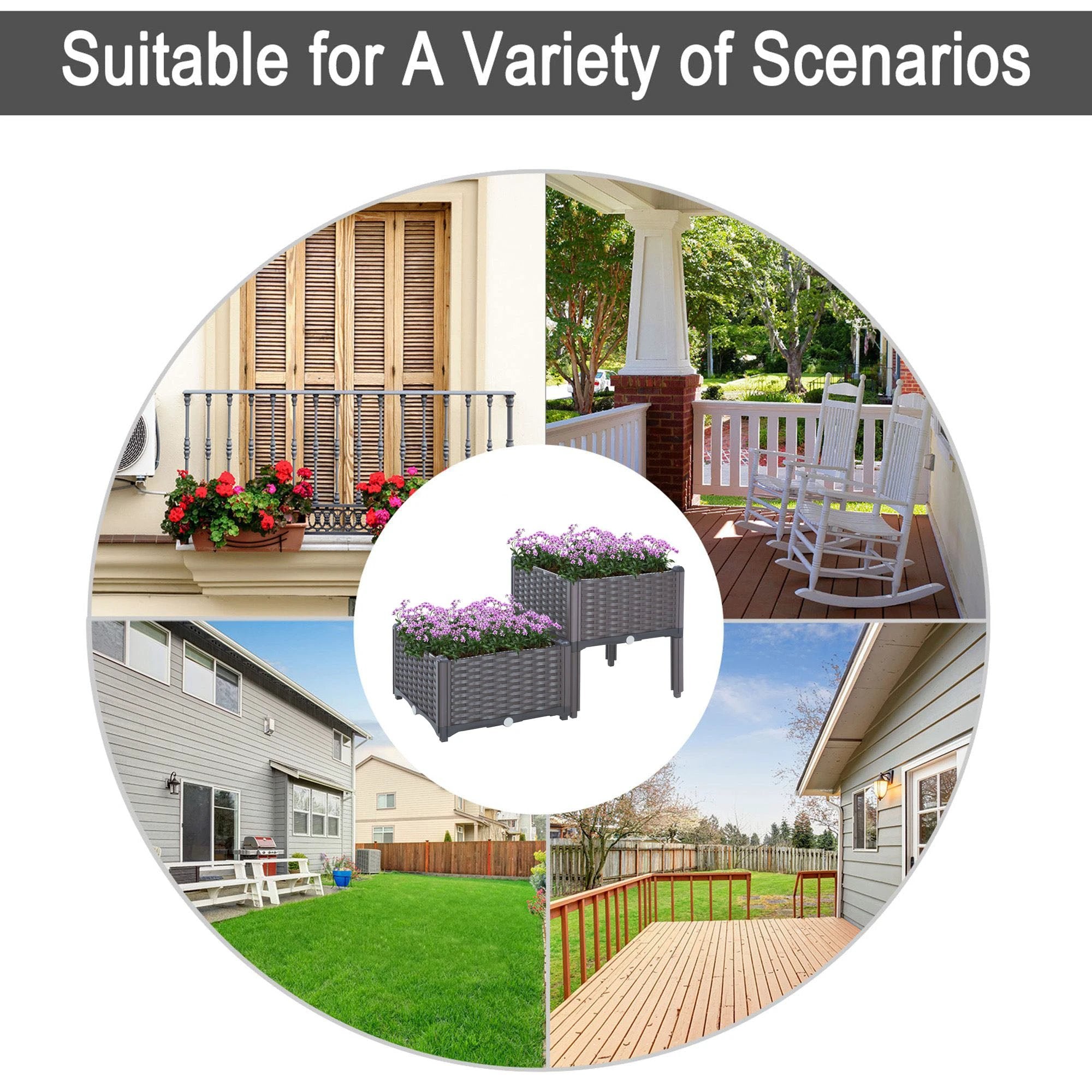 PP Set Of 2 Raised Outdoor Garden Planter Box by Outsunny
