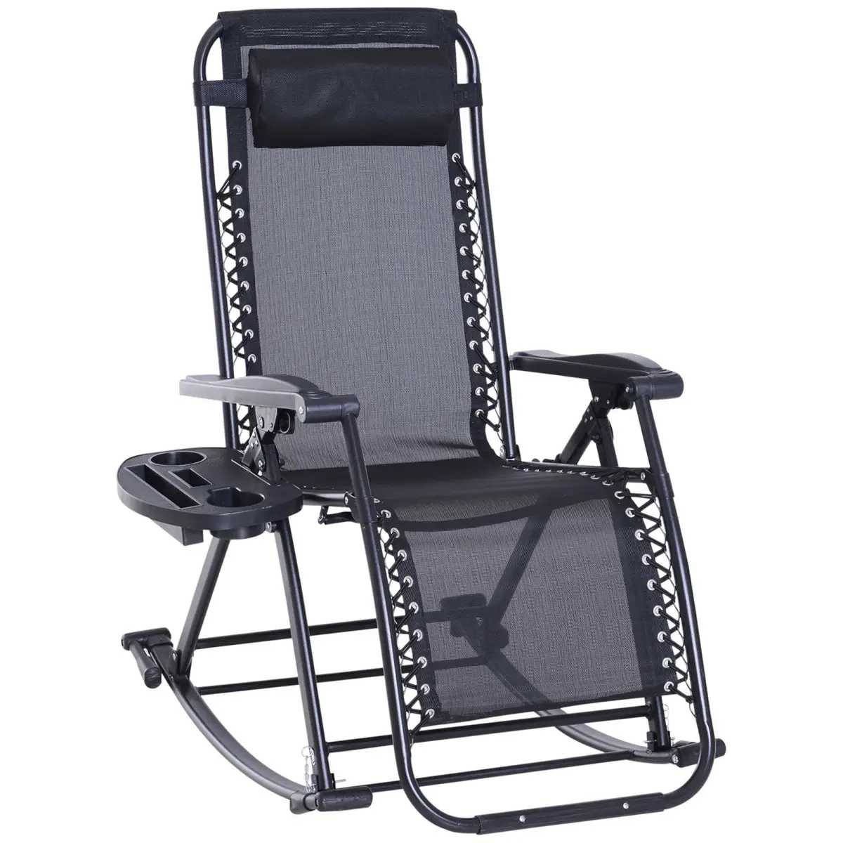 Outsunny Folding Recliner Chair Outdoor Lounge Rocker Zero-Gravity Seat - Sun Lounger
