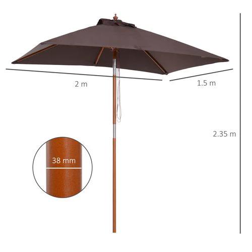 Outsunny Outsunny 2m x 1.5m Patio Garden Parasol with Adjustable Angle for Outdoor Sun Protection - Parasol