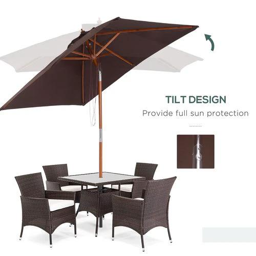 Outsunny Outsunny 2m x 1.5m Patio Garden Parasol with Adjustable Angle for Outdoor Sun Protection - Parasol