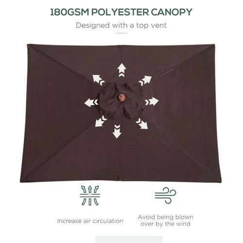 Outsunny Outsunny 2m x 1.5m Patio Garden Parasol with Adjustable Angle for Outdoor Sun Protection - Parasol