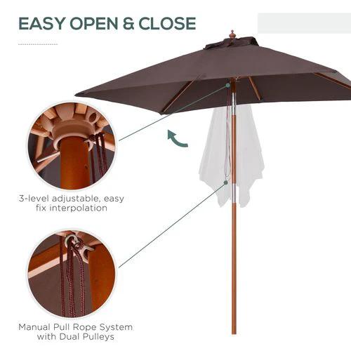 Outsunny Outsunny 2m x 1.5m Patio Garden Parasol with Adjustable Angle for Outdoor Sun Protection - Parasol