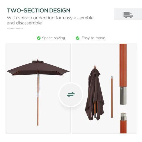 Outsunny Outsunny 2m x 1.5m Patio Garden Parasol with Adjustable Angle for Outdoor Sun Protection - Parasol