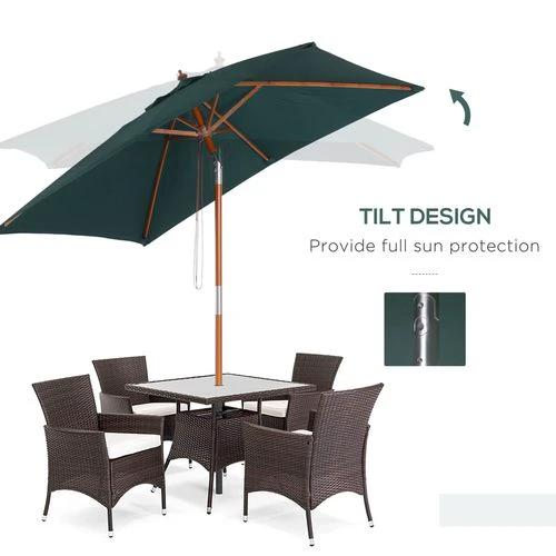 Outsunny Outsunny 2m x 1.5m Patio Garden Parasol with Adjustable Angle for Outdoor Sun Protection - Parasol