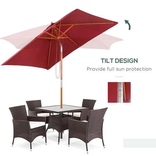 Outsunny 2m x 1.5m Patio Garden Parasol with Adjustable Angle for Outdoor Sun Protection by Outsunny