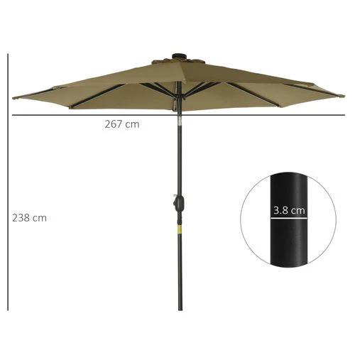 Outsunny Outsunny 9 Foot LED Solar Powered Parasol Umbrella with UV Protection for Outdoor Gatherings - Parasol