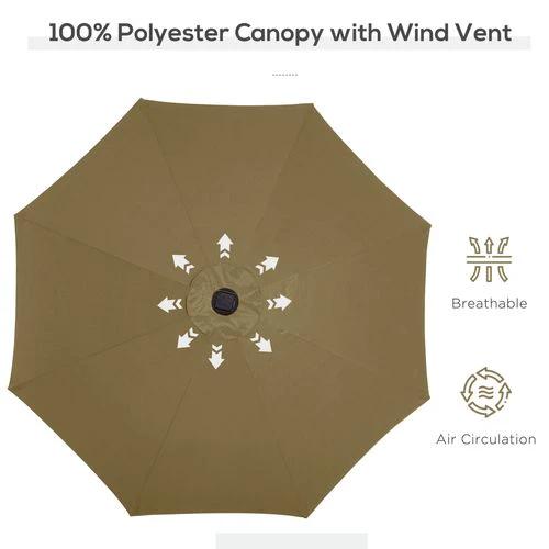 Outsunny Outsunny 9 Foot LED Solar Powered Parasol Umbrella with UV Protection for Outdoor Gatherings - Parasol