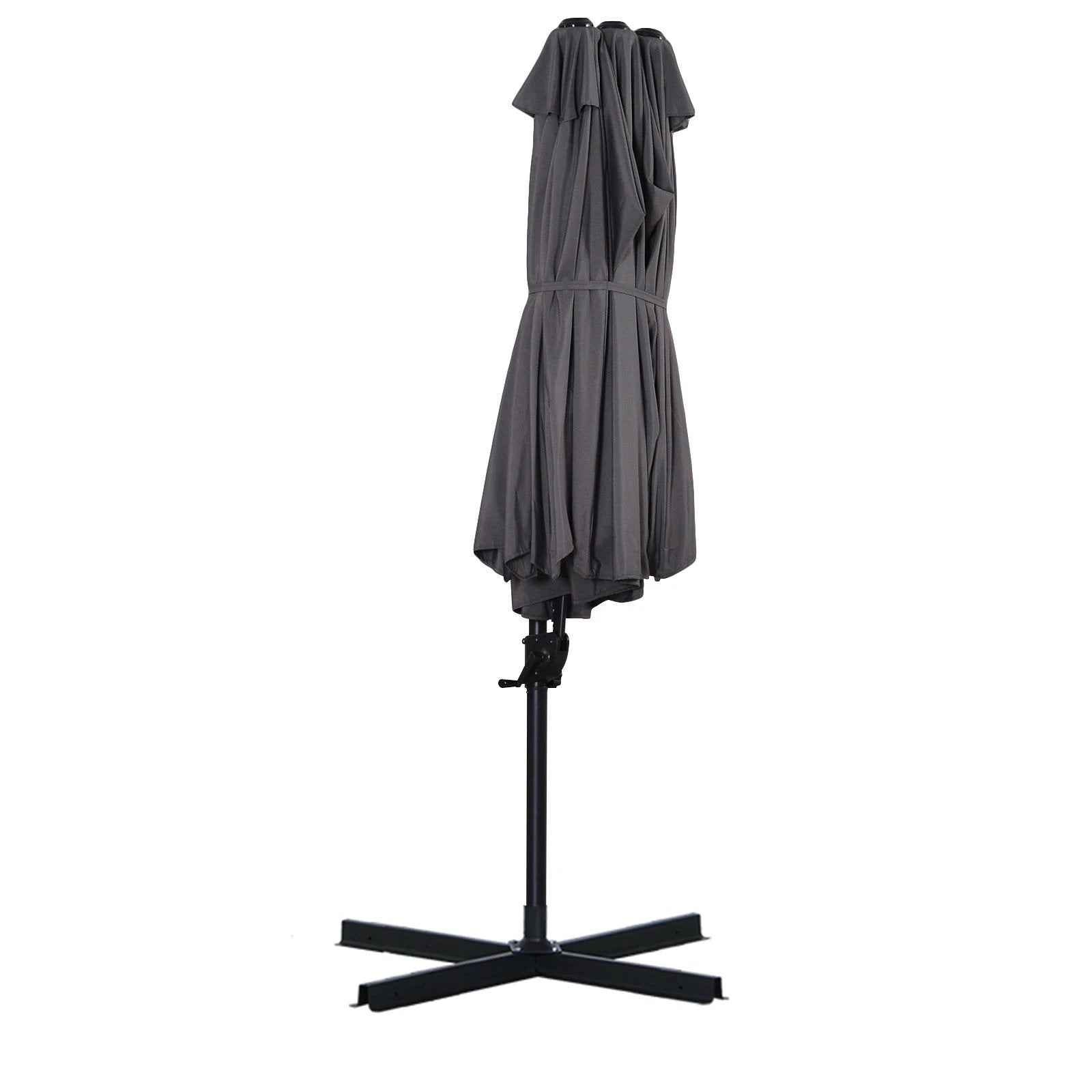 Outsunny Double Canopy Offset Parasol Garden Shade w/ Steel Pole 12 Support Ribs - Parasol