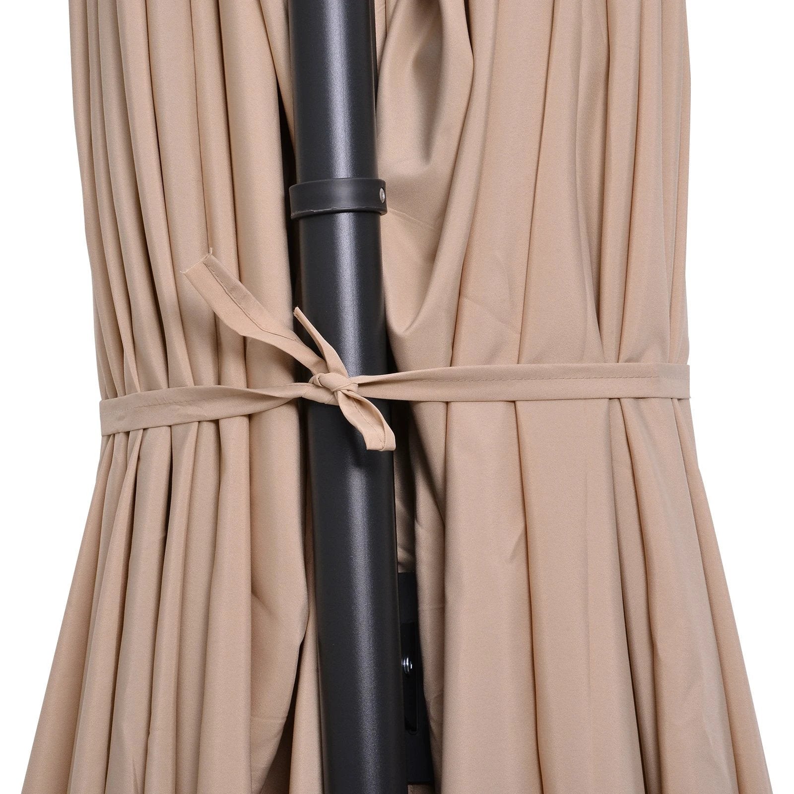 Outsunny Double Canopy Offset Parasol Garden Shade w/ Steel Pole 12 Support Ribs - Parasol