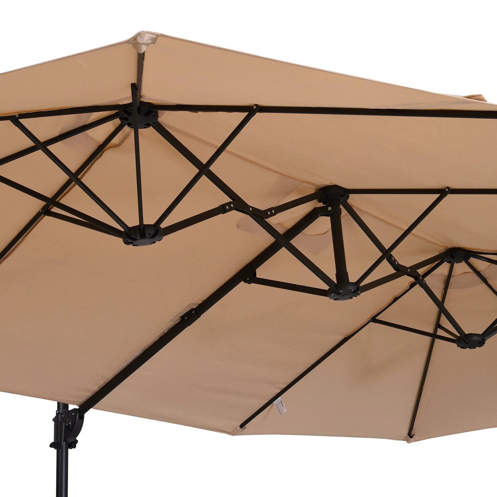 Outsunny Double Canopy Offset Parasol Garden Shade w/ Steel Pole 12 Support Ribs - Parasol