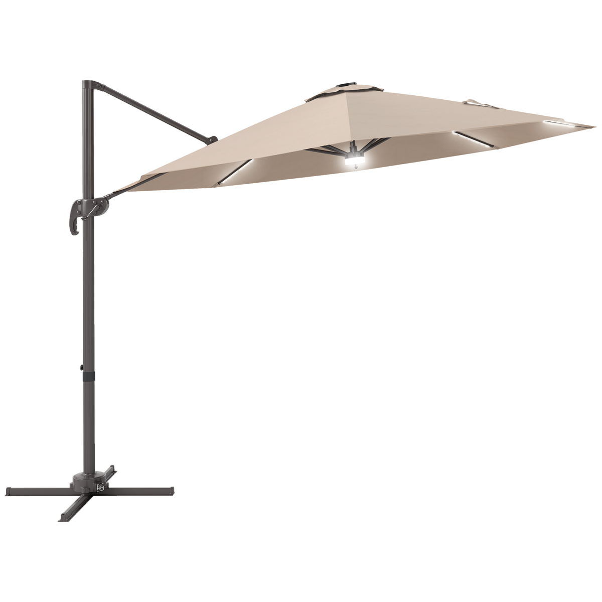 Outsunny 255cm Patio Parasol Market Table with Push Button 18 Sturdy Ribs - Parasol