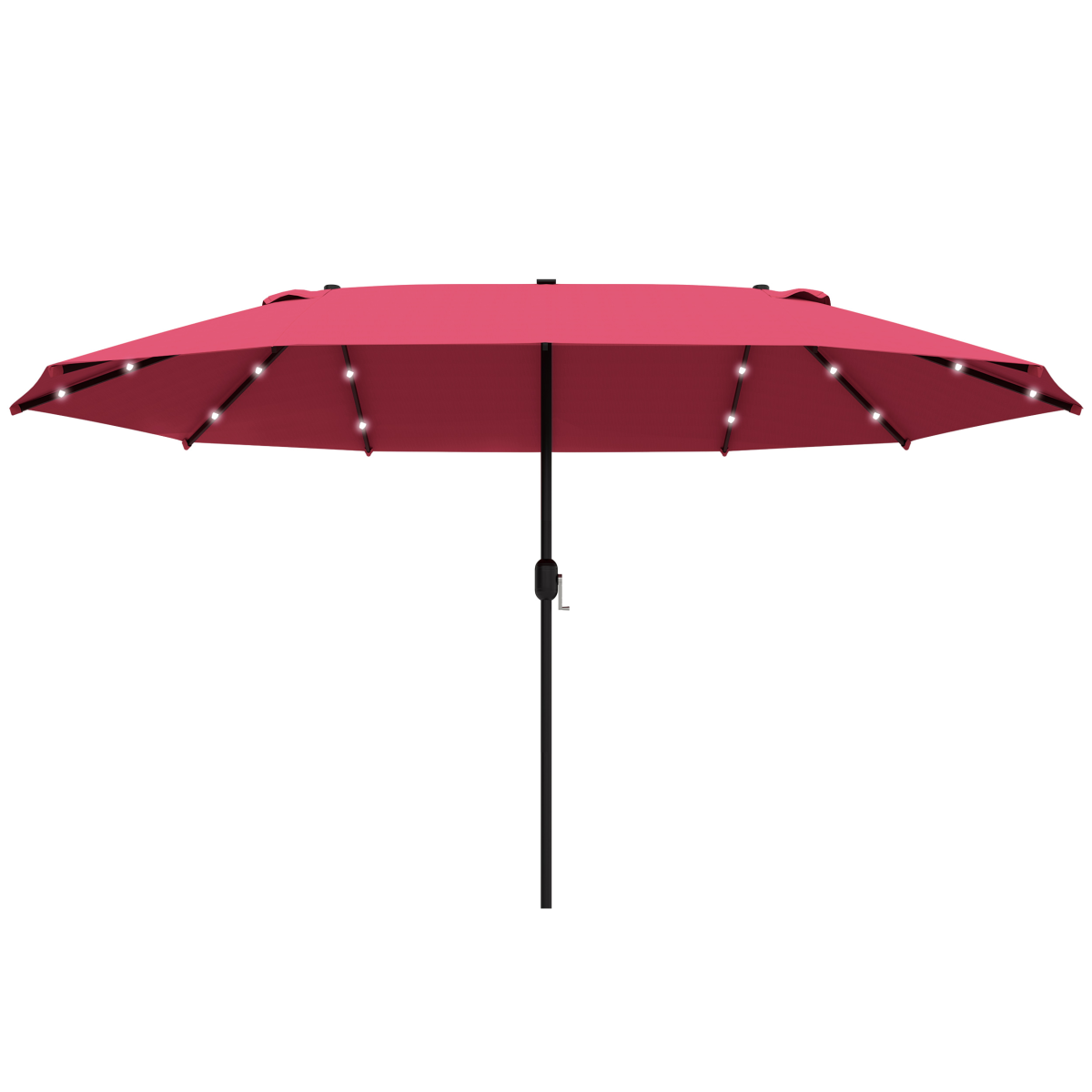 Outsunny Garden Parasol 4.4m Double-Sided Sun Umbrella Patio Sun Shade LED Solar Light - Parasol