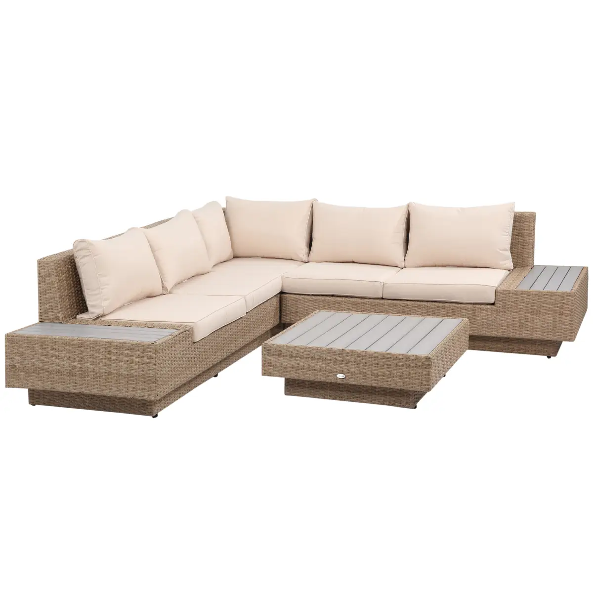 Outsunny 4Pcs Rattan Sofa Garden Set Coffee Table Chairs Loveseat Outdoor w/ Cushion - Garden Sofa Sets