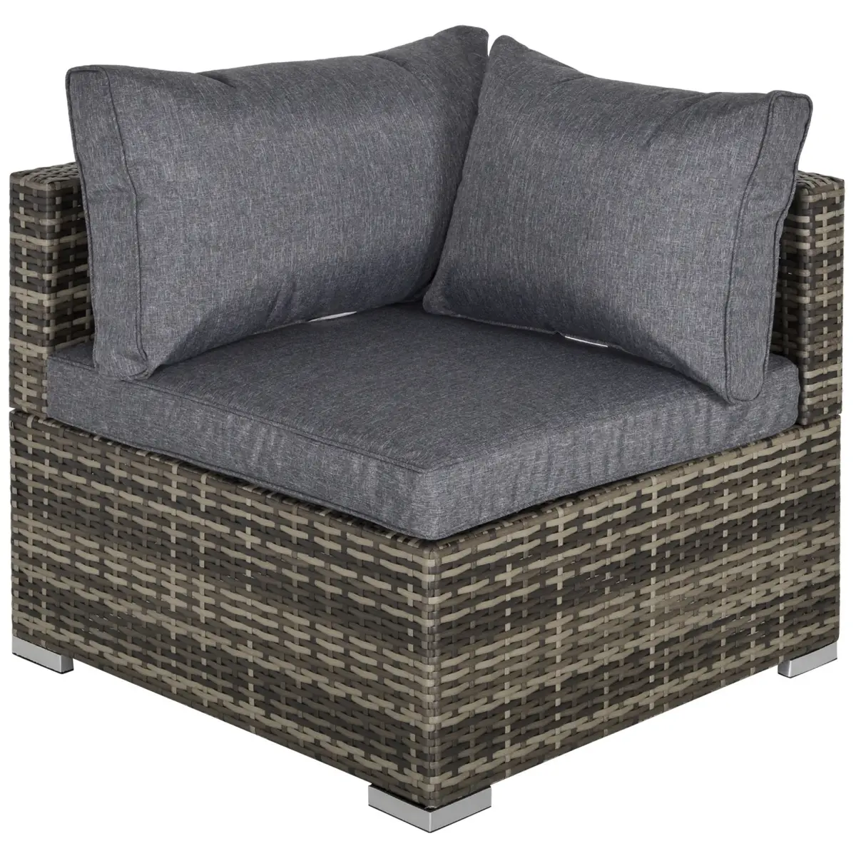 Outsunny PE Rattan Wicker Corner Sofa Garden Furniture Single Sofa Chair w/ Cushions - Garden Sofa Sets